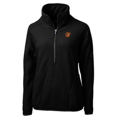 Baltimore Orioles Cutter & Buck Women's Cascade Eco Sherpa Fleece Quarter-Zip Pullover Jacket - Black Jackets