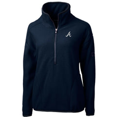 Atlanta Braves Cutter & Buck Women's Cascade Eco Sherpa Fleece Quarter-Zip Pullover Jacket - Navy Jackets