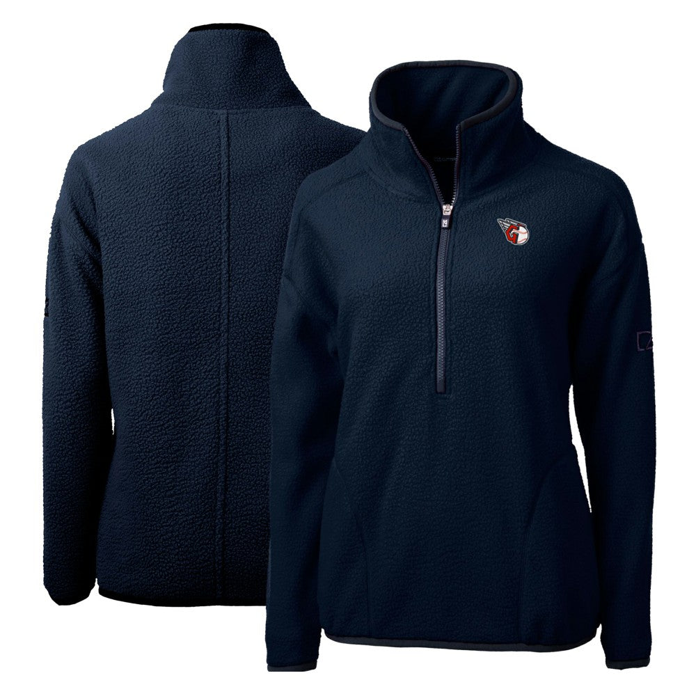 Cleveland Guardians Cutter & Buck Women's Cascade Eco Sherpa Fleece Quarter-Zip Pullover Jacket - Navy Jackets