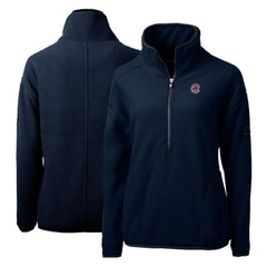 Chicago Cubs Cutter & Buck Women's Cascade Eco Sherpa Fleece Quarter-Zip Pullover Jacket - Navy Jackets