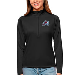 Colorado Avalanche Antigua Women's Tribute Quarter-Zip Pullover Top - Black | US 4807561