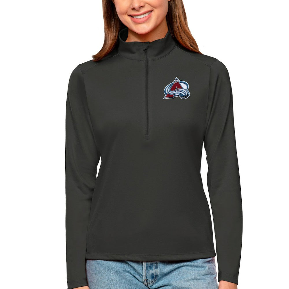 Colorado Avalanche Antigua Women's Tribute Quarter-Zip Pullover Top - Charcoal | US 4807562