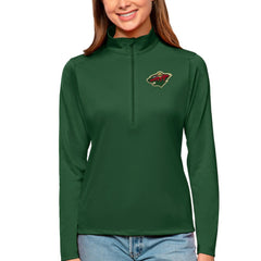 Minnesota Wild Antigua Women's Tribute Quarter-Zip Pullover Top - Forest Green | US 4807594