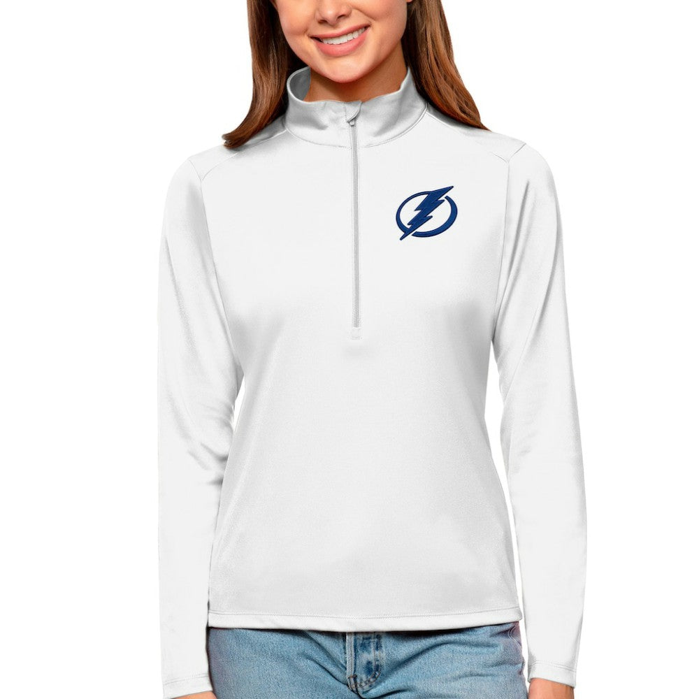 Tampa Bay Lightning Antigua Women's Tribute Quarter-Zip Pullover Top - White | US 4807650