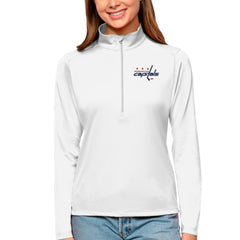 Washington Capitals Antigua Women's Tribute Quarter-Zip Pullover Top - White | US 4807667