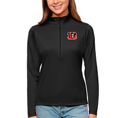 Cincinnati Bengals Antigua Women's Tribute Half-Zip Top - Black Tops