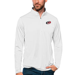 Carolina Hurricanes Antigua Tribute Quarter-Zip Pullover Top - White | US 4809053