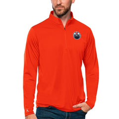 Edmonton Oilers Antigua Tribute Quarter-Zip Pullover Top - Orange | US 4809080