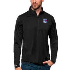 New York Rangers Antigua Tribute Quarter-Zip Pullover Top - Black | US 4809115