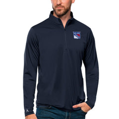 New York Rangers Antigua Tribute Quarter-Zip Pullover Top - Navy | US 4809117