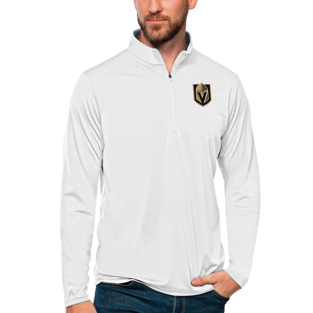 Vegas Golden Knights Antigua Tribute Quarter-Zip Pullover Top - White | US 4809164