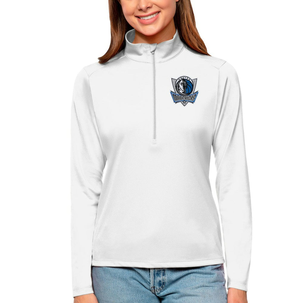 Dallas Mavericks Antigua Women's Tribute Half-Zip Top White
