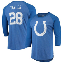 Jonathan Taylor Indianapolis Colts Majestic Threads Name & Number Team Colorway Tri-Blend 3/4 Raglan Sleeve Player T-Shirt - Royal T-shirts