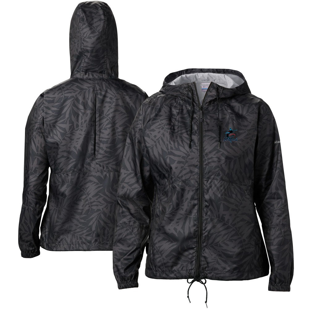 Miami Marlins Columbia Women's Flash Forward Full-Zip Windbreaker Jacket - Black Jackets