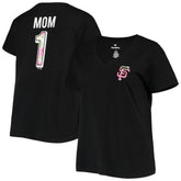 San Francisco Giants Women's Plus Size #1 Mom 2-Hit V-Neck T-Shirt - Black T-shirts