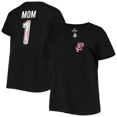 San Francisco Giants Women's Plus Size #1 Mom 2-Hit V-Neck T-Shirt - Black T-shirts
