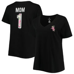 Chicago White Sox Women's Plus Size #1 Mom 2-Hit V-Neck T-Shirt - Black T-shirts