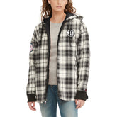 Brooklyn Nets Tommy Jeans Women's Molly Flannel Full-Zip Hoodie Black/Cream outlet