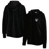 Brooklyn Nets Touch Women's End Line Velour Pullover Hoodie Black