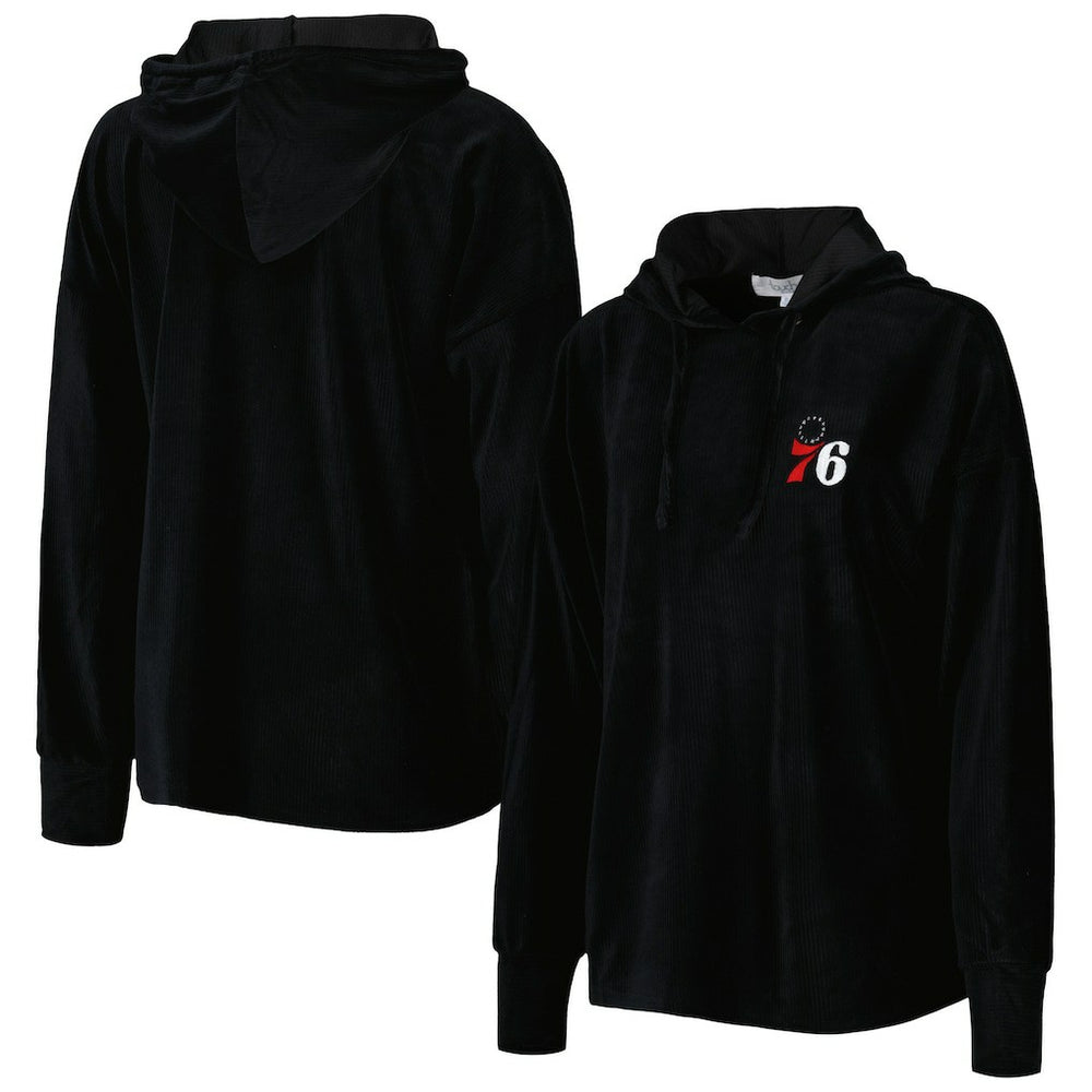Philadelphia 76ers Touch Women's End Line Velour Pullover Hoodie Black