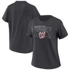 Washington Nationals WEAR by Erin Andrews Women's Oversized Boyfriend T-Shirt - Charcoal T-shirts