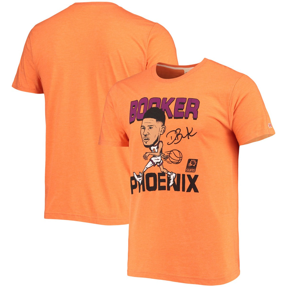 Devin Booker Phoenix Suns Homage Caricature Tri-Blend T-Shirt Heathered Orange