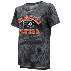 Philadelphia Flyers Majestic Threads Women's Boyfriend Tie-Dye Tri-Blend T-Shirt - Black | US 4837501