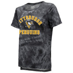 Pittsburgh Penguins Majestic Threads Women's Boyfriend Tie-Dye Tri-Blend T-Shirt - Black | US 4837504
