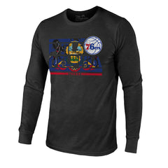 Philadelphia 76ers Majestic Threads City and State Tri-Blend Long Sleeve T-Shirt Black