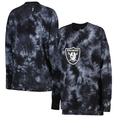 Las Vegas Raiders MSX by Michael Strahan Women's Bailey Tie-Dye Pullover Sweatshirt - Black Pullover