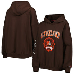 Cleveland Browns Tommy Hilfiger Women's Becca Drop Shoulder Pullover Hoodie - Brown Hoodies