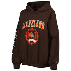 Cleveland Browns Tommy Hilfiger Women's Becca Drop Shoulder Pullover Hoodie - Brown Hoodies