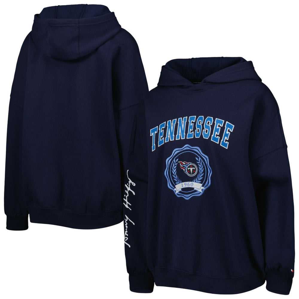 Tennessee Titans Tommy Hilfiger Women's Becca Drop Shoulder Pullover Hoodie - Navy Hoodies