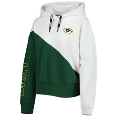 Green Bay Packers DKNY Sport Women's Bobbi Color Blocked Pullover Hoodie - White/Green Hoodies