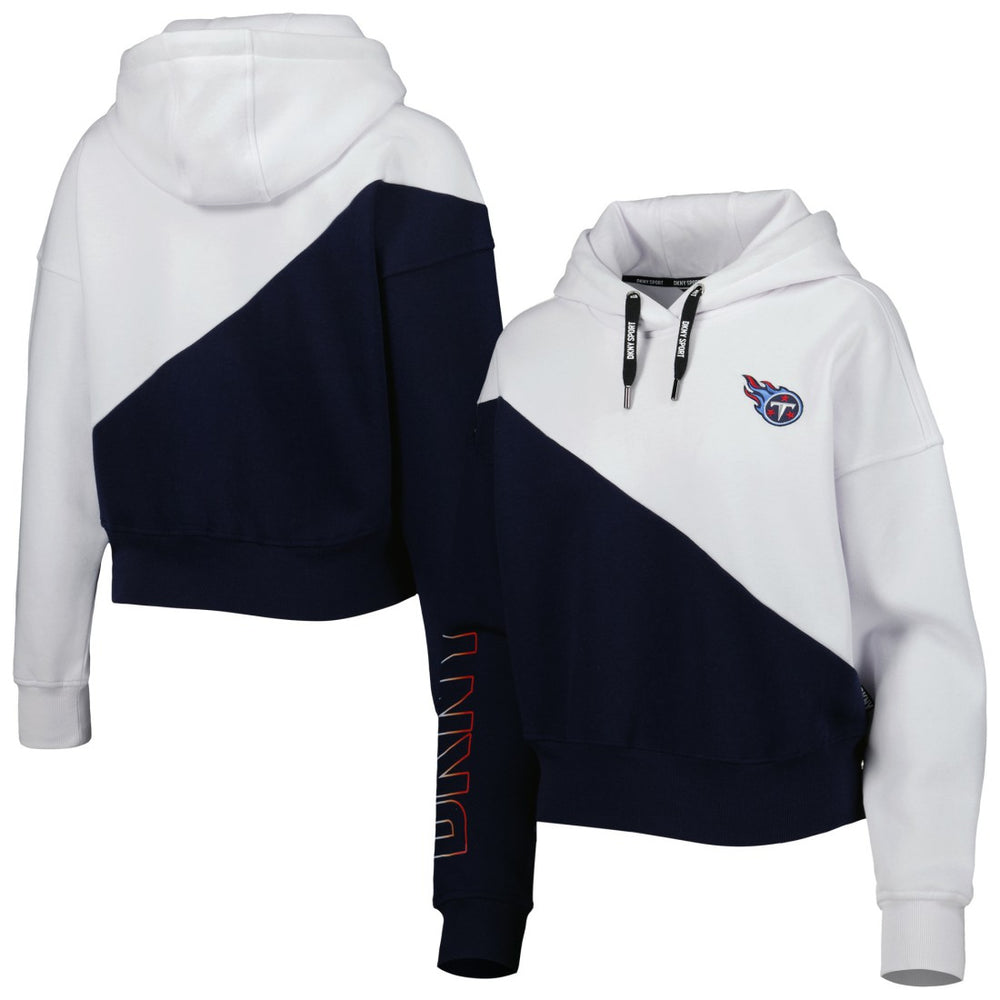 Tennessee Titans DKNY Sport Women's Bobbi Color Blocked Pullover Hoodie - White/Navy Hoodies