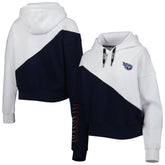 Tennessee Titans DKNY Sport Women's Bobbi Color Blocked Pullover Hoodie - White/Navy Hoodies