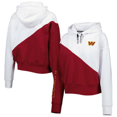 Washington Commanders DKNY Sport Women's Bobbi Color Blocked Pullover Hoodie - White/Burgundy Hoodies