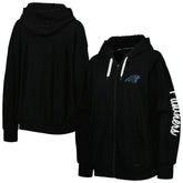 Carolina Panthers MSX by Michael Strahan Women's Emerson Lightweight Full-Zip Hoodie - Black Hoodies