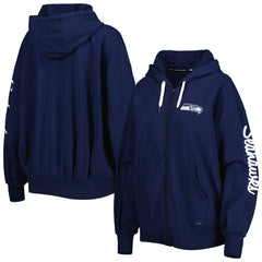 Seattle Seahawks MSX by Michael Strahan Women's Emerson Lightweight Full-Zip Hoodie - College Navy Hoodies