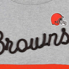 Cleveland Browns Touch Women's Outfield Deep V-Back Waist Length Pullover Sweatshirt - Heather Gray/Brown Pullover