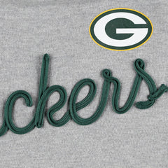 Green Bay Packers Touch Women's Outfield Deep V-Back Waist Length Pullover Sweatshirt - Heather Gray/Green Pullover
