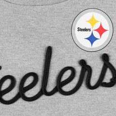 Pittsburgh Steelers Touch Women's Outfield Deep V-Back Waist Length Pullover Sweatshirt - Heather Gray/Black Pullover