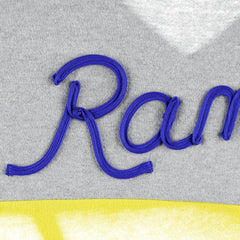 Los Angeles Rams Touch Women's Outfield Deep V-Back Waist Length Pullover Sweatshirt - Heather Gray/Royal Pullover