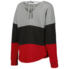 Tampa Bay Buccaneers Touch Women's Outfield Deep V-Back Waist Length Pullover Sweatshirt - Heather Gray/Red Pullover