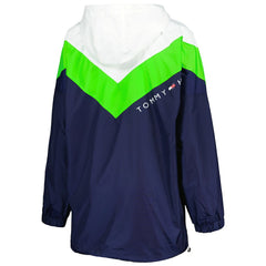 Seattle Seahawks Tommy Hilfiger Women's Staci Half-Zip Hoodie Windbreaker Jacket - White/Neon Green Hoodies