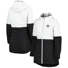 Las Vegas Raiders MSX by Michael Strahan Women's Willow Quilted Hoodie Full-Zip Jacket - White/Black Hoodies
