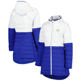 Los Angeles Rams MSX by Michael Strahan Women's Willow Quilted Hoodie Full-Zip Jacket - White/Royal Hoodies