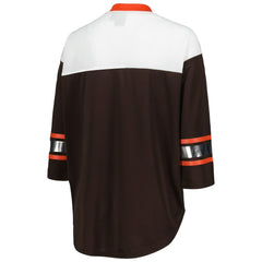 Cleveland Browns G-III 4Her by Carl Banks Women's Double Team 3/4-Sleeve Lace-Up T-Shirt - Brown/White T-shirts