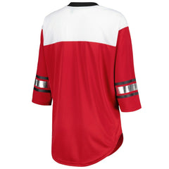 Arizona Cardinals G-III 4Her by Carl Banks Women's Double Team 3/4-Sleeve Lace-Up T-Shirt - Cardinal/White T-shirts
