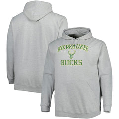 Milwaukee Bucks Big & Tall Heart & Soul Pullover Hoodie Heathered Gray